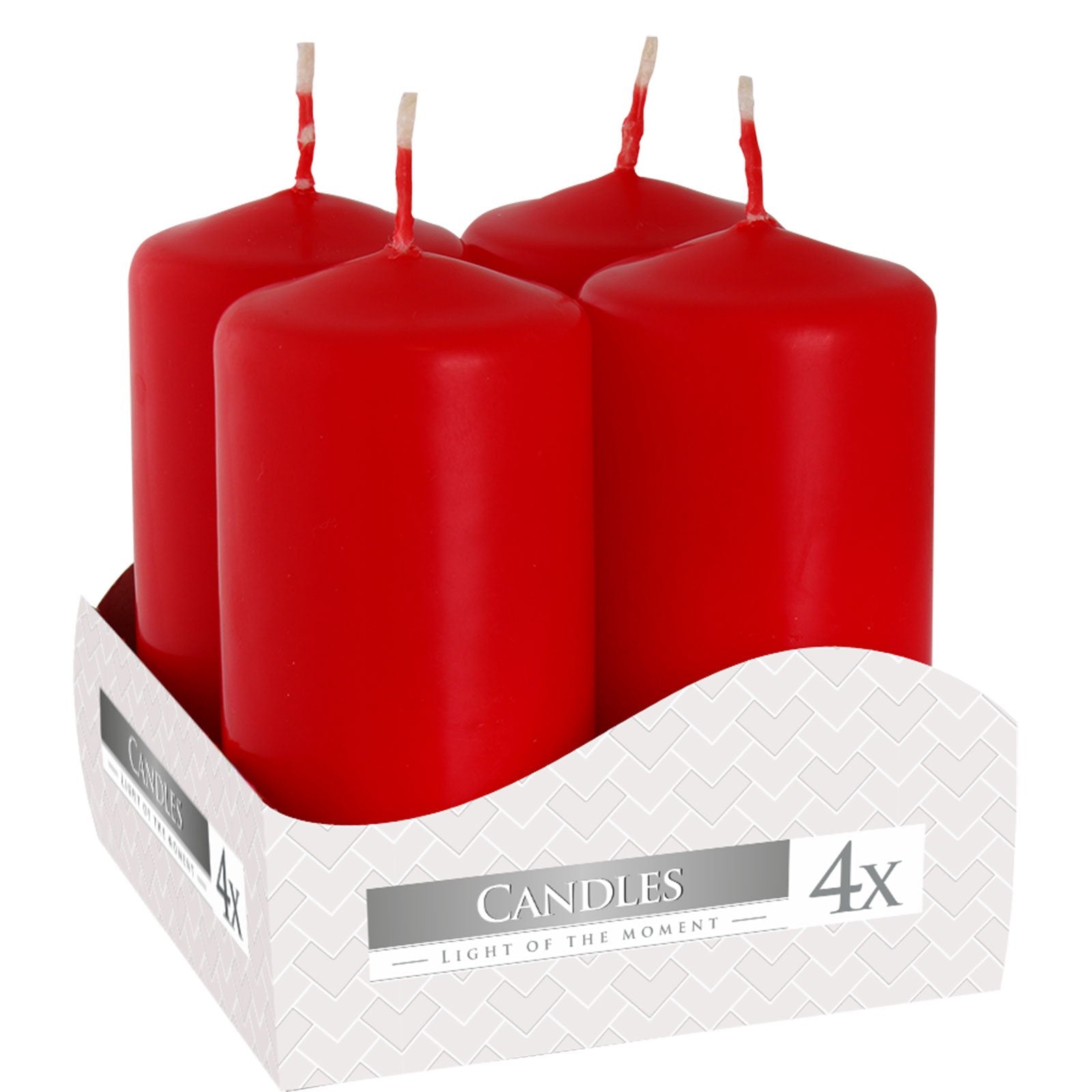 Set of 4 Pillar Candles 40 x 80mm - Ivory or Red - ShopGreenToday