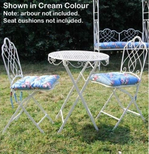 Antique Style Avalon Cream 3 Piece Metal Bistro Set - ShopGreenToday