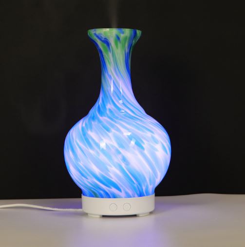 Aroma Atomiser - Glass Effect Vase Blue & Green - UK Plug - ShopGreenToday