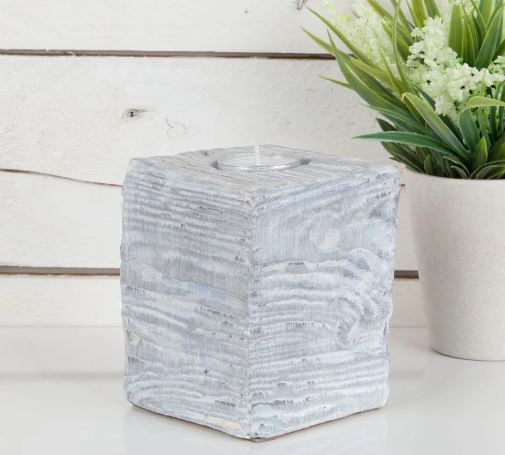 Ceramic Square Tea-Light | Air Plant Holder - Blue Wash - ShopGreenToday