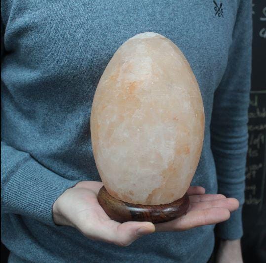 Himalayan Crystal Salt Lamp Egg - Wooden Base - ShopGreenToday
