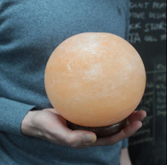 Himalayan Crystal Salt Lamp Ball - Big Wooden Base - ShopGreenToday