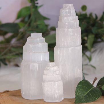 Natural Selenite Tower Lamps - ShopGreenToday