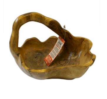 Large Back Handle Teak Bowl aprox 30cm - ShopGreenToday