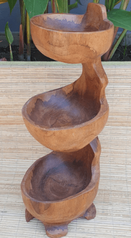 Teak Three Bowls Standing - 50cm - ShopGreenToday