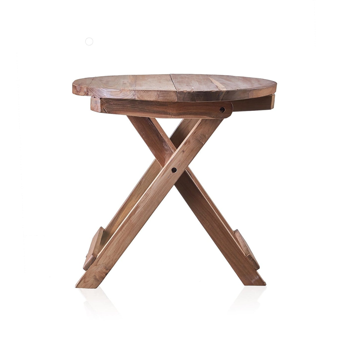 Round Folding Coffee Table - Recycled Teak Wood - ShopGreenToday