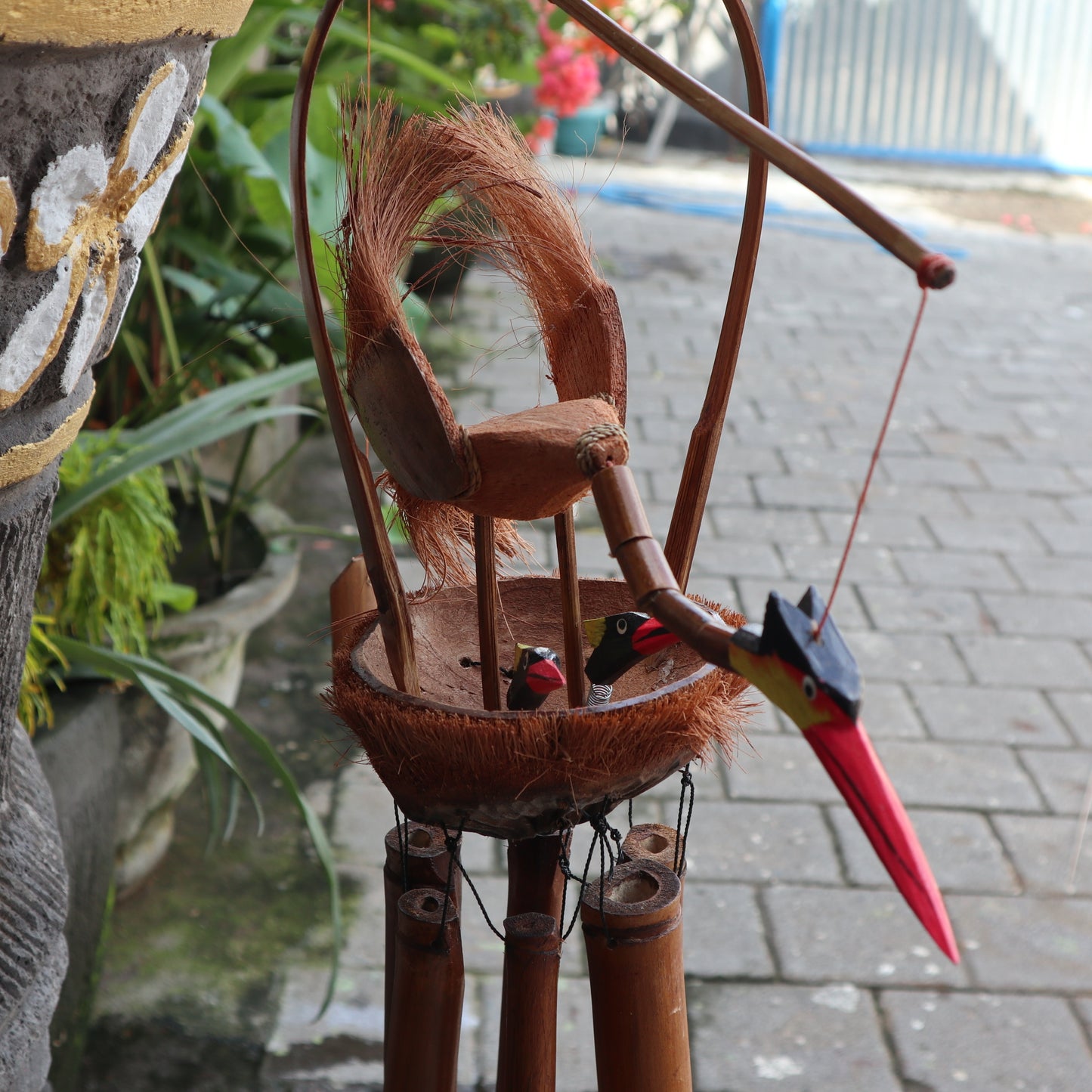 Bamboo Windchime - Natural finish - Mother & Chicks - ShopGreenToday