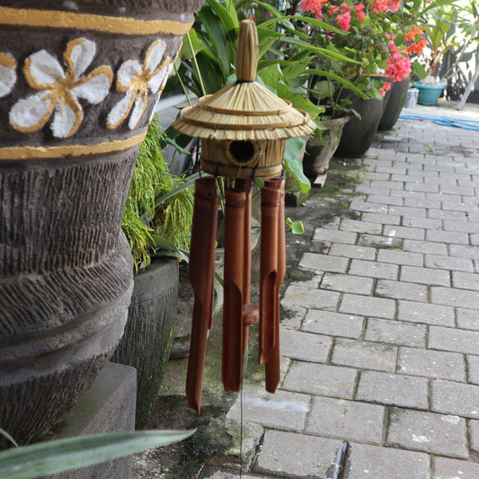 Medium Seagrass Bird Box with Chimes 45 x 17cm - ShopGreenToday
