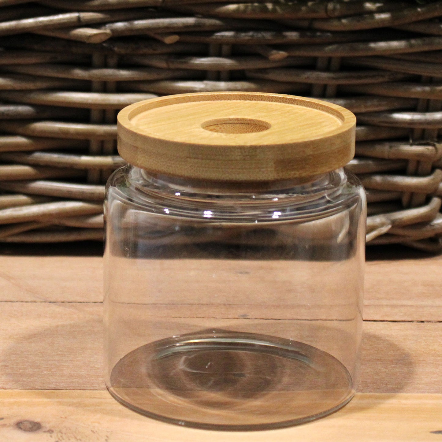 Cottage Bamboo Glass Jar - 10cm - ShopGreenToday