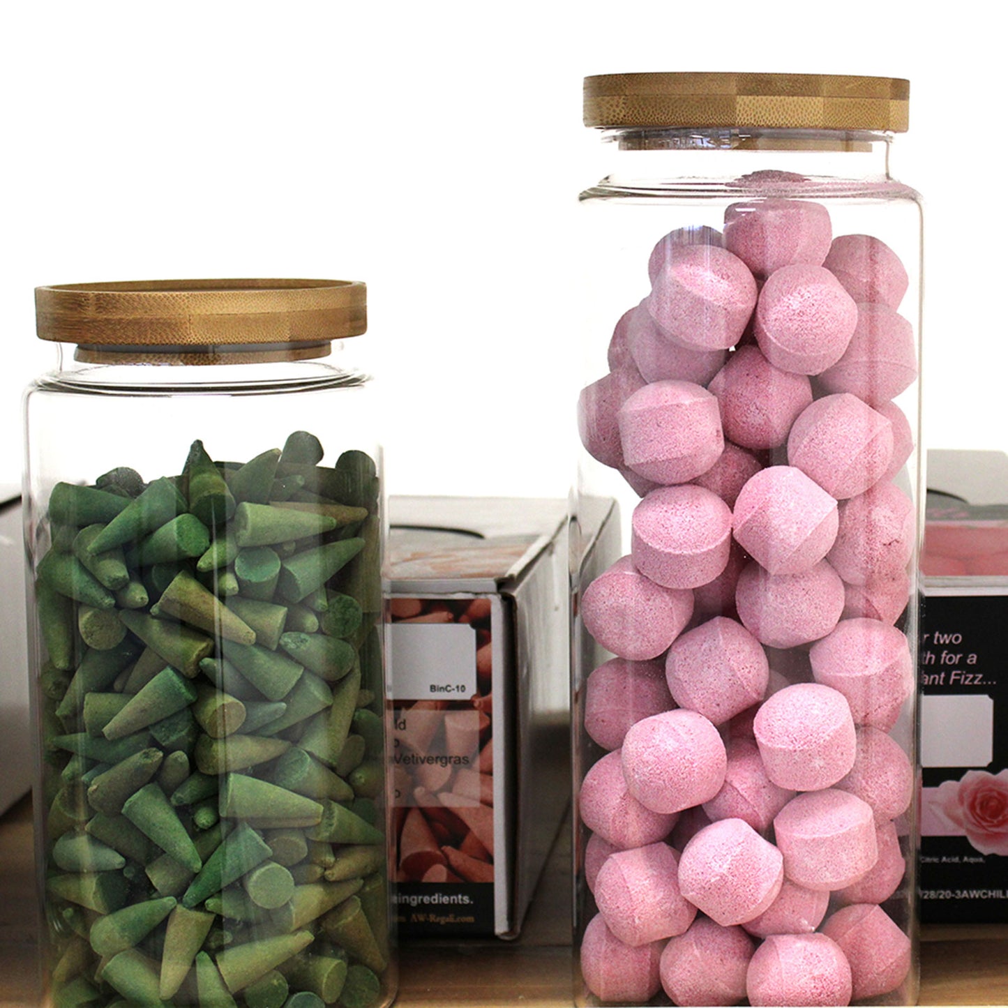 Cottage Bamboo Glass Jar - 25cm - ShopGreenToday