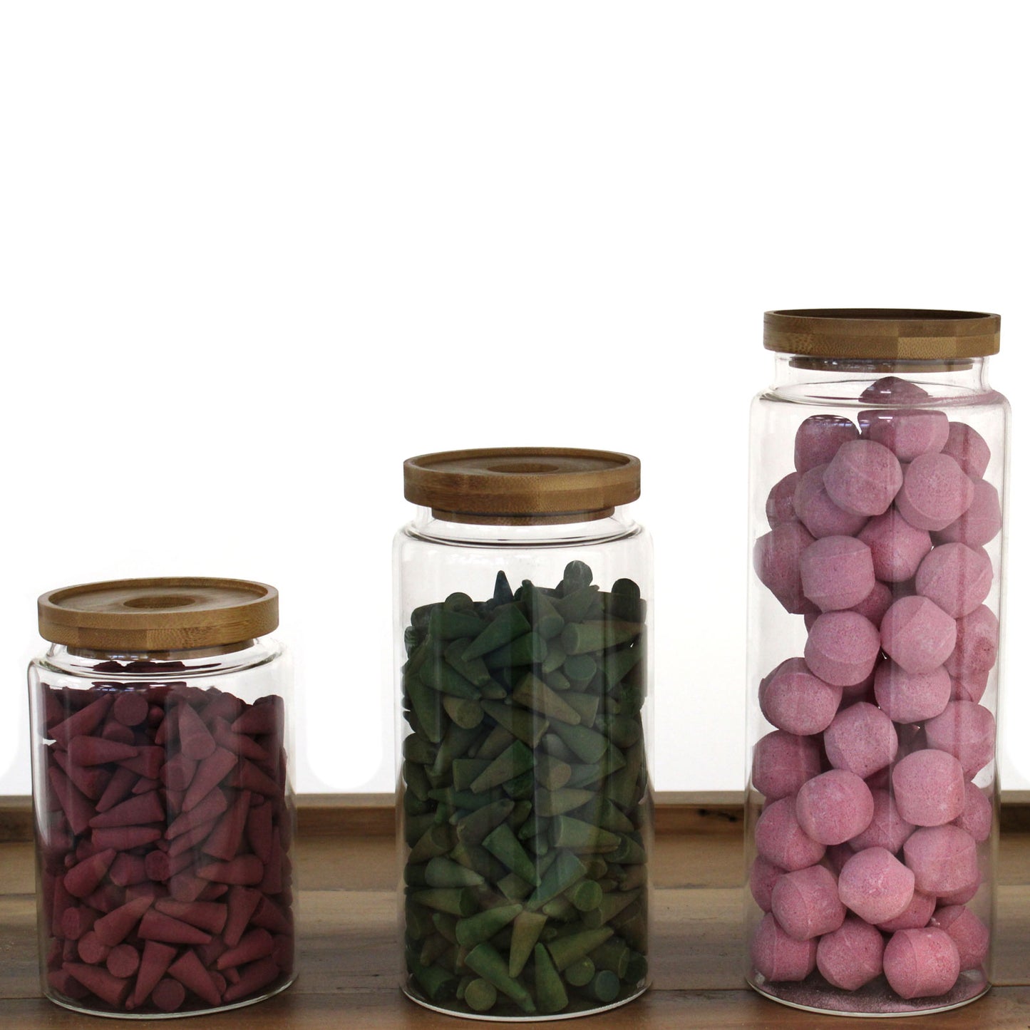 Cottage Bamboo Glass Jar - 25cm - ShopGreenToday