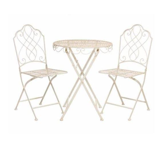 Antique Style Avalon Cream 3 Piece Metal Bistro Set - ShopGreenToday