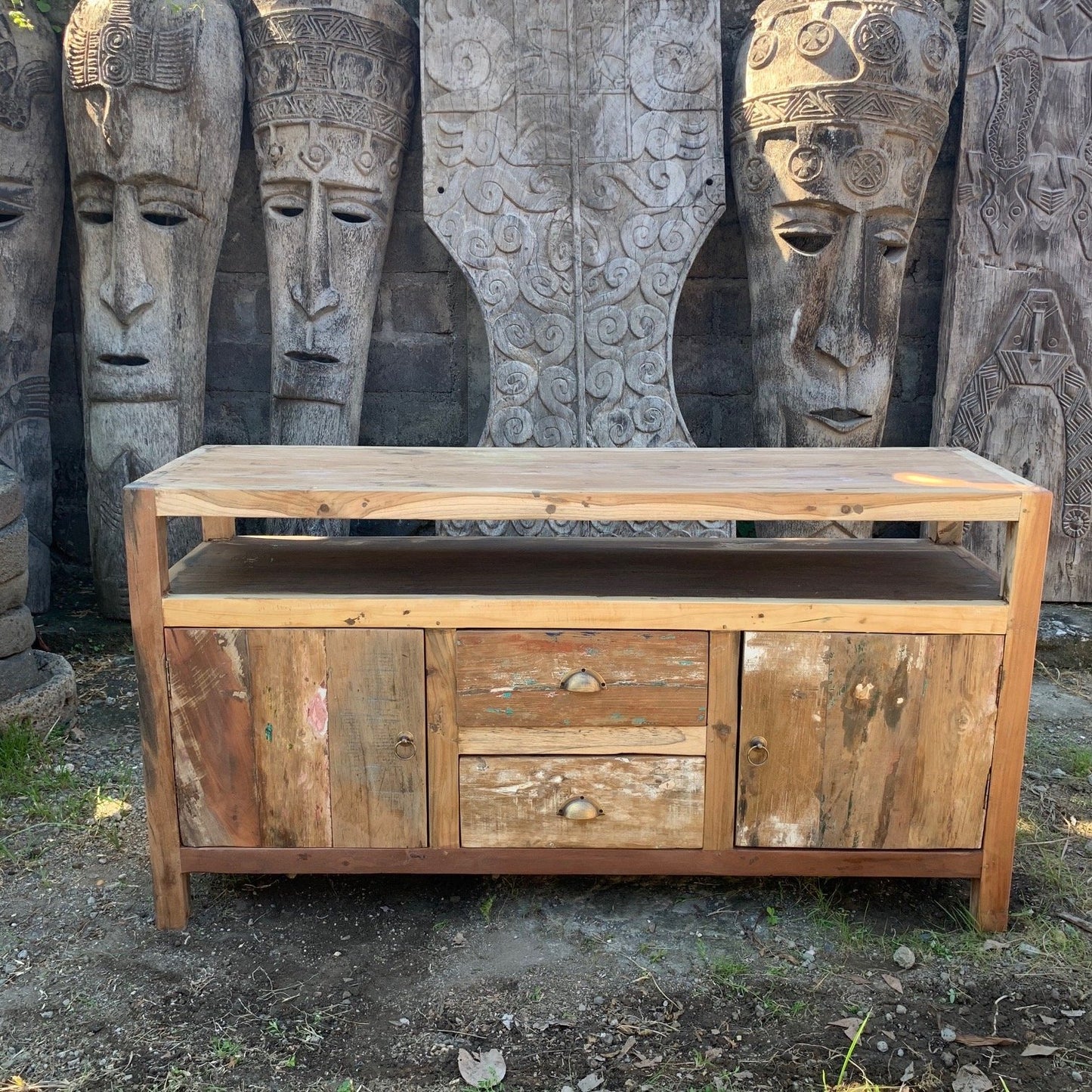 Large TV Stand - Recycled Wood - ShopGreenToday