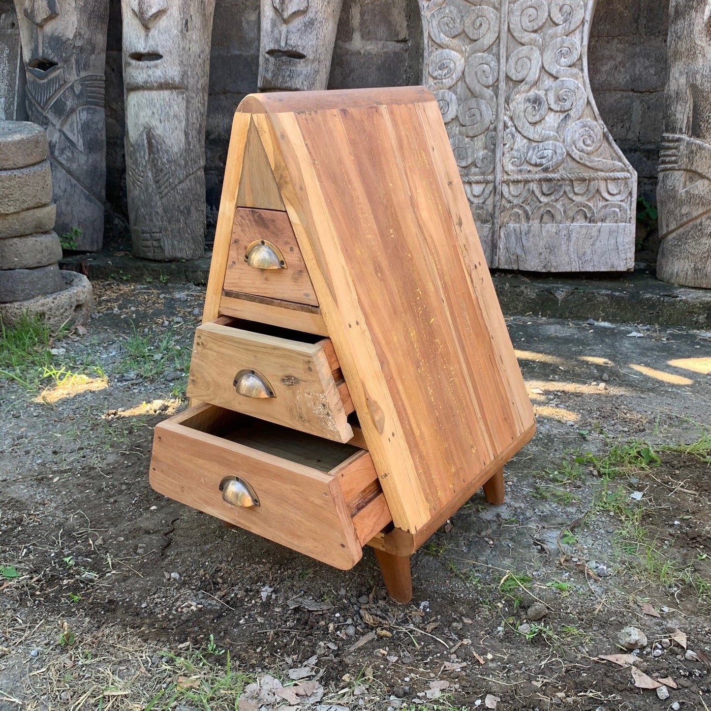Mr Triangle Decoration Storage 3 Draws - Recycled Wood - ShopGreenToday