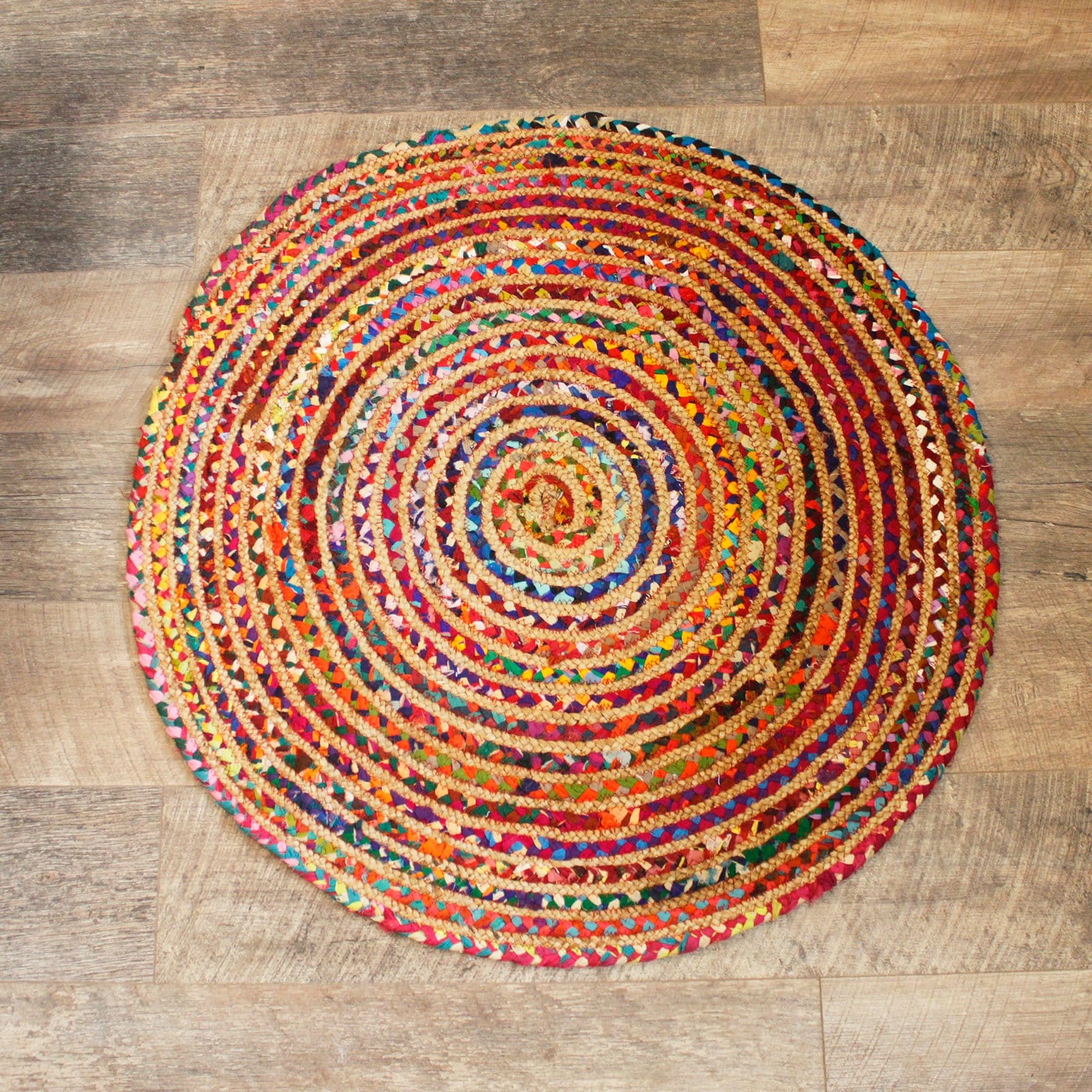 Round Jute and Recycled Cotton Rugs - 90 cm - ShopGreenToday