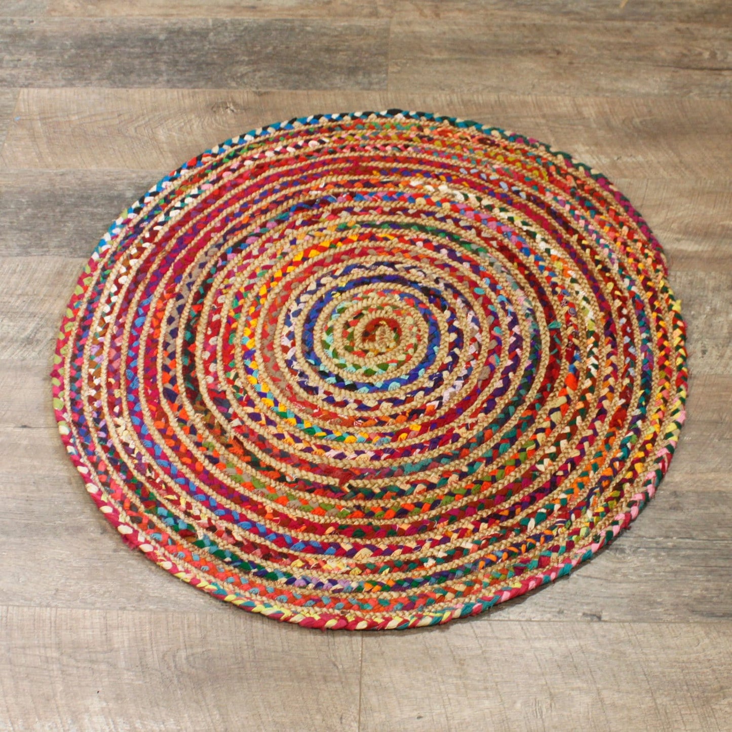 Round Jute and Recycled Cotton Rugs - 90 cm - ShopGreenToday