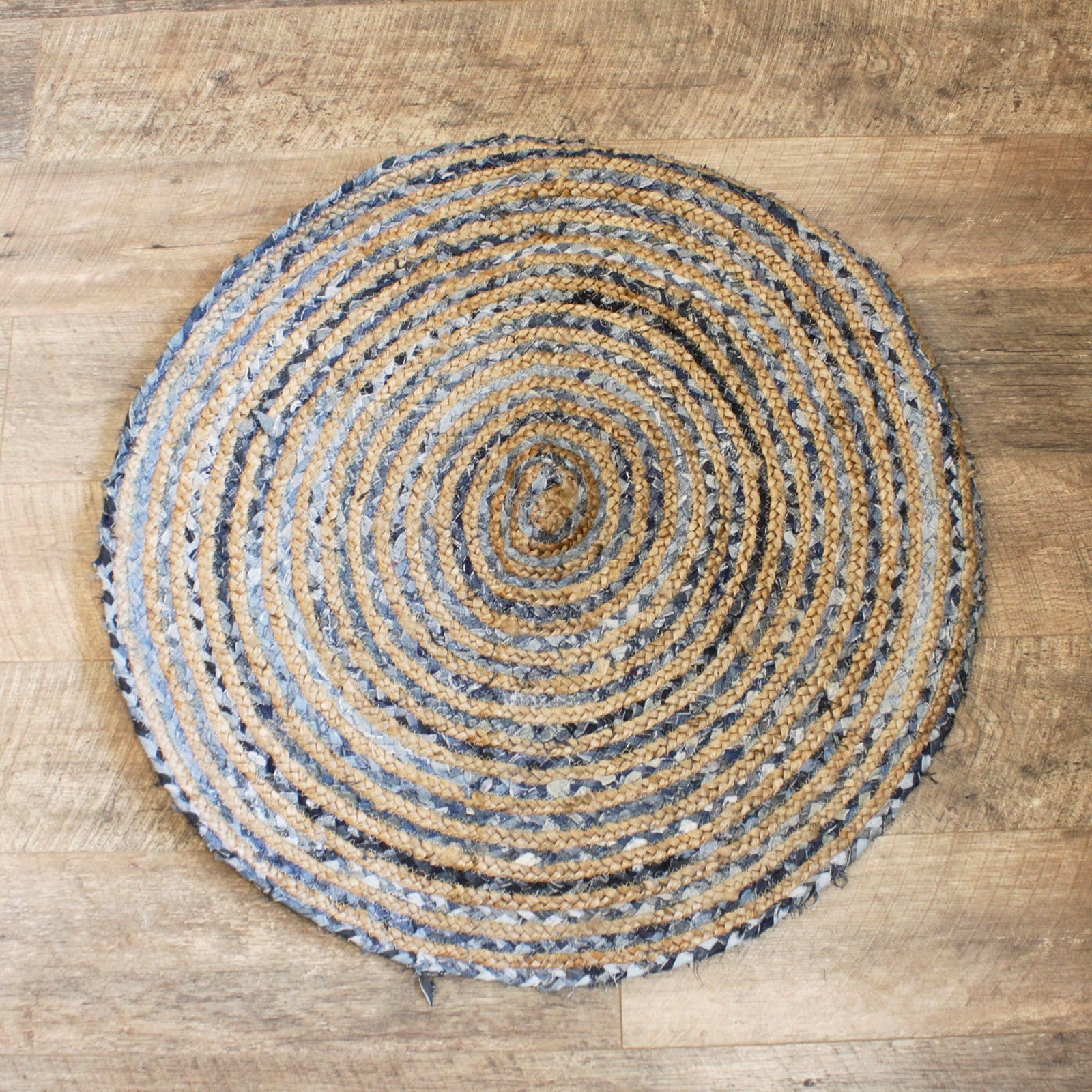 Round Jute and Recycled Cotton Rugs - 90 cm - ShopGreenToday