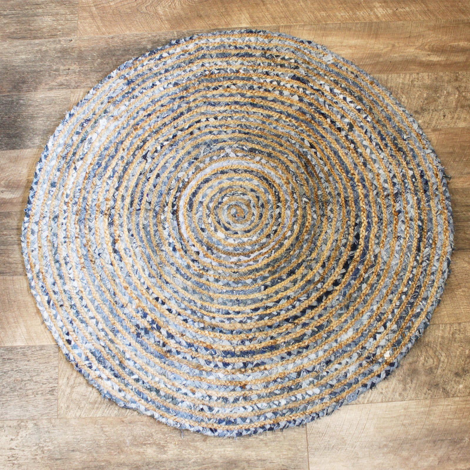 Round Jute and Recycled Cotton Rugs - 120 cm - ShopGreenToday