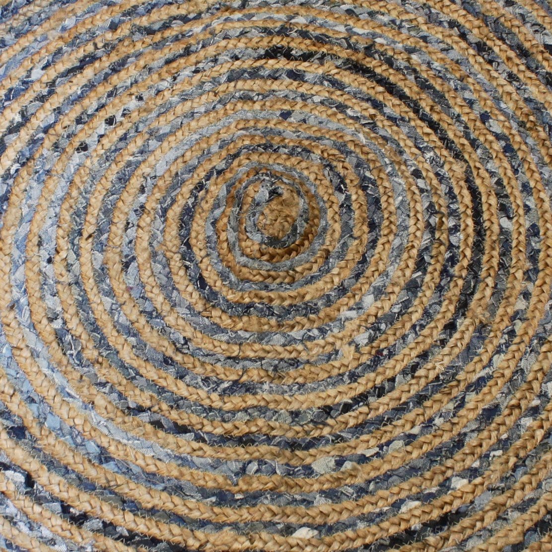 Round Jute and Recycle Denim Rugs - 150 cm - ShopGreenToday