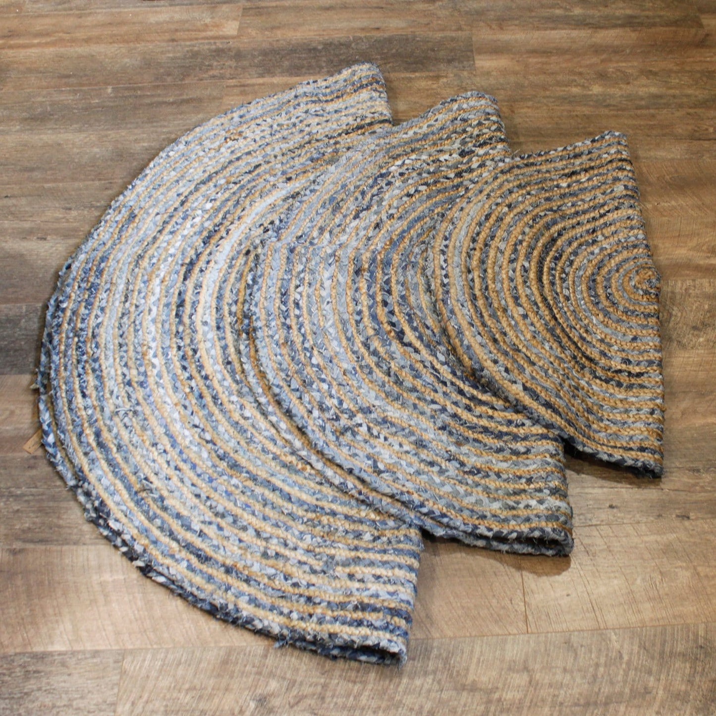 Round Jute and Recycle Denim Rugs - 150 cm - ShopGreenToday