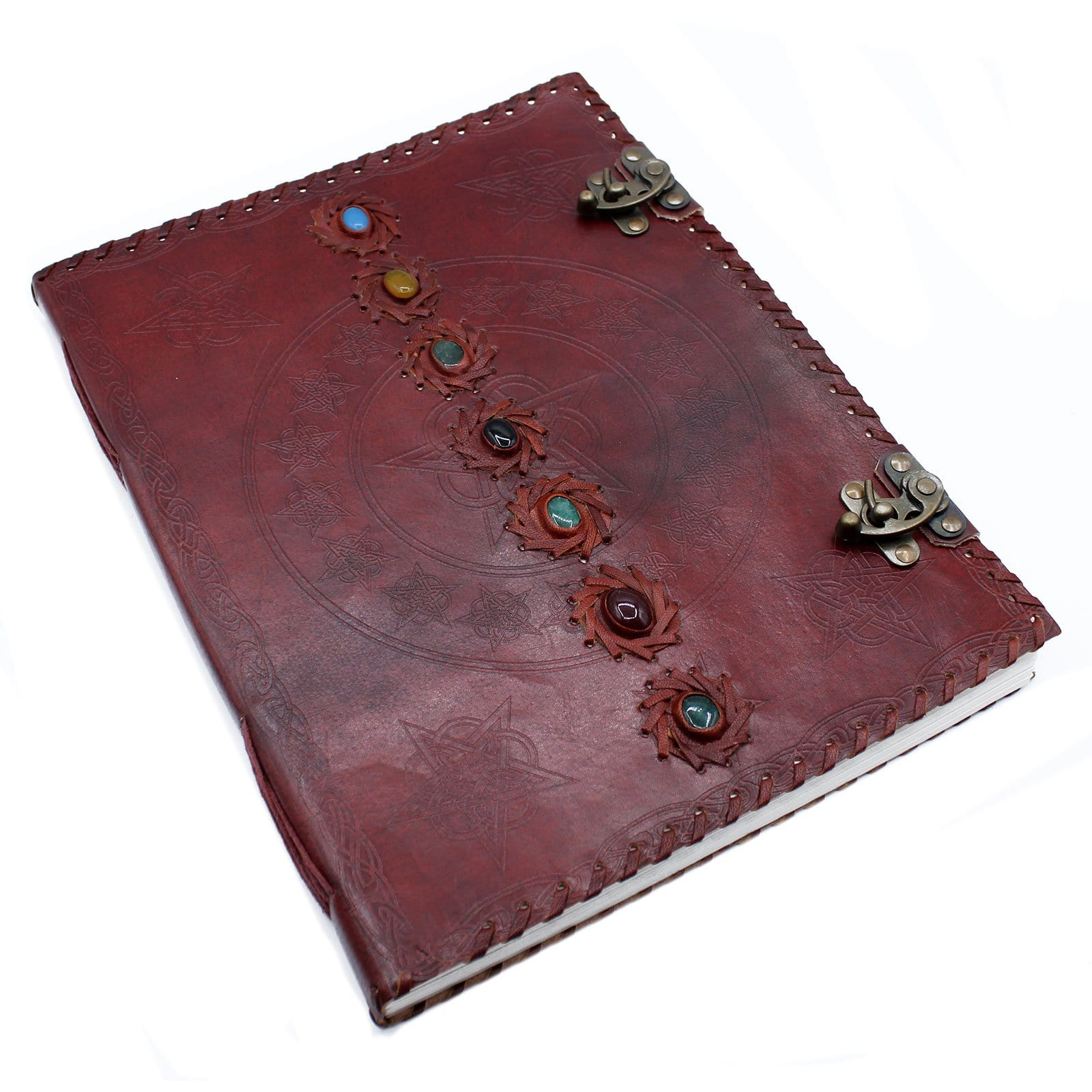 Huge 7 Chakra Leather Book - 10 x 13" - ShopGreenToday
