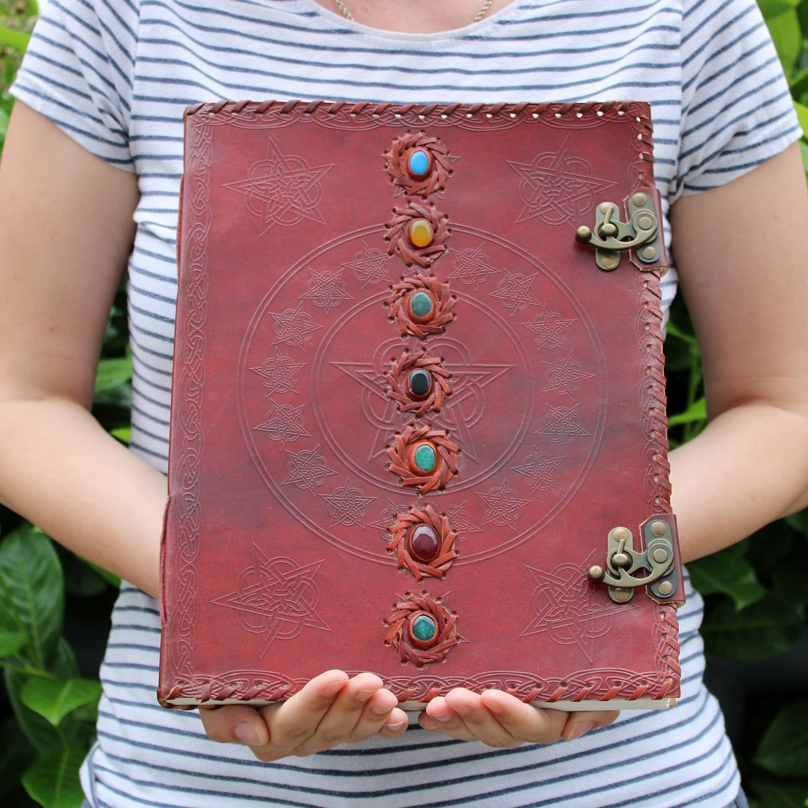 Huge 7 Chakra Leather Book - 10 x 13" - ShopGreenToday