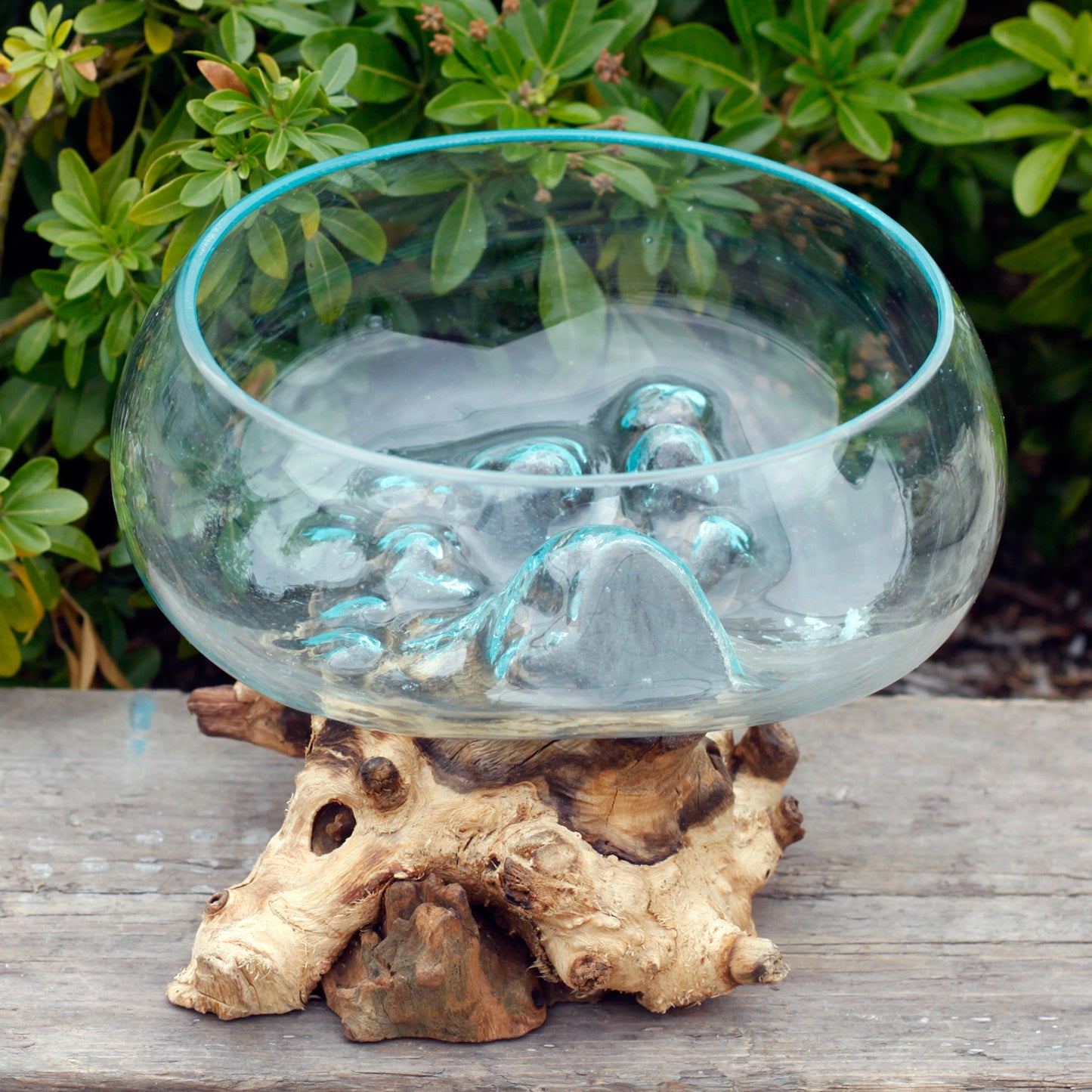 Molten Glass on Wood - Open Large Bowl