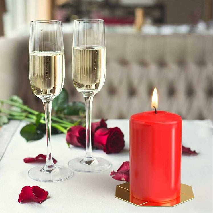 Set of 4 Pillar Candles 50mm (11/16/22/33H) - Ivory or Red - ShopGreenToday