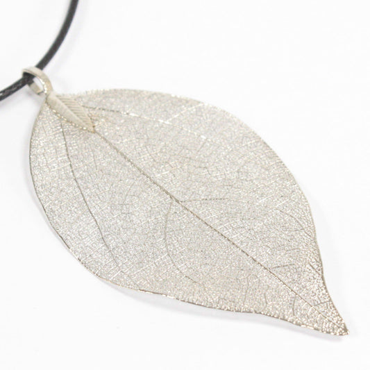 Necklace - Bravery Leaf - Silver - ShopGreenToday