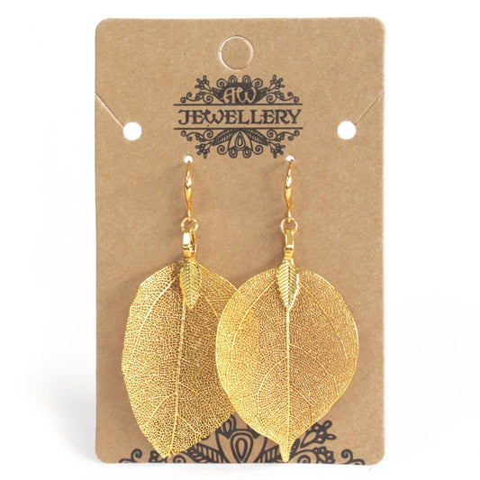 Earrings - Bravery Leaf - Gold - ShopGreenToday