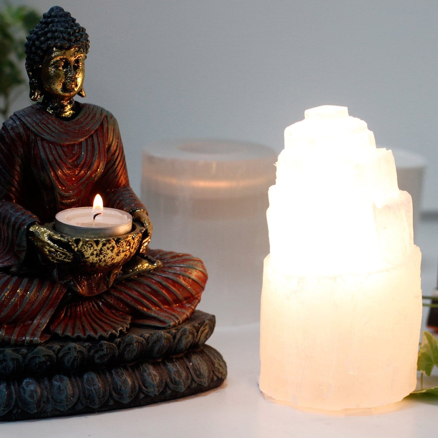Natural Selenite Tower Lamps - ShopGreenToday