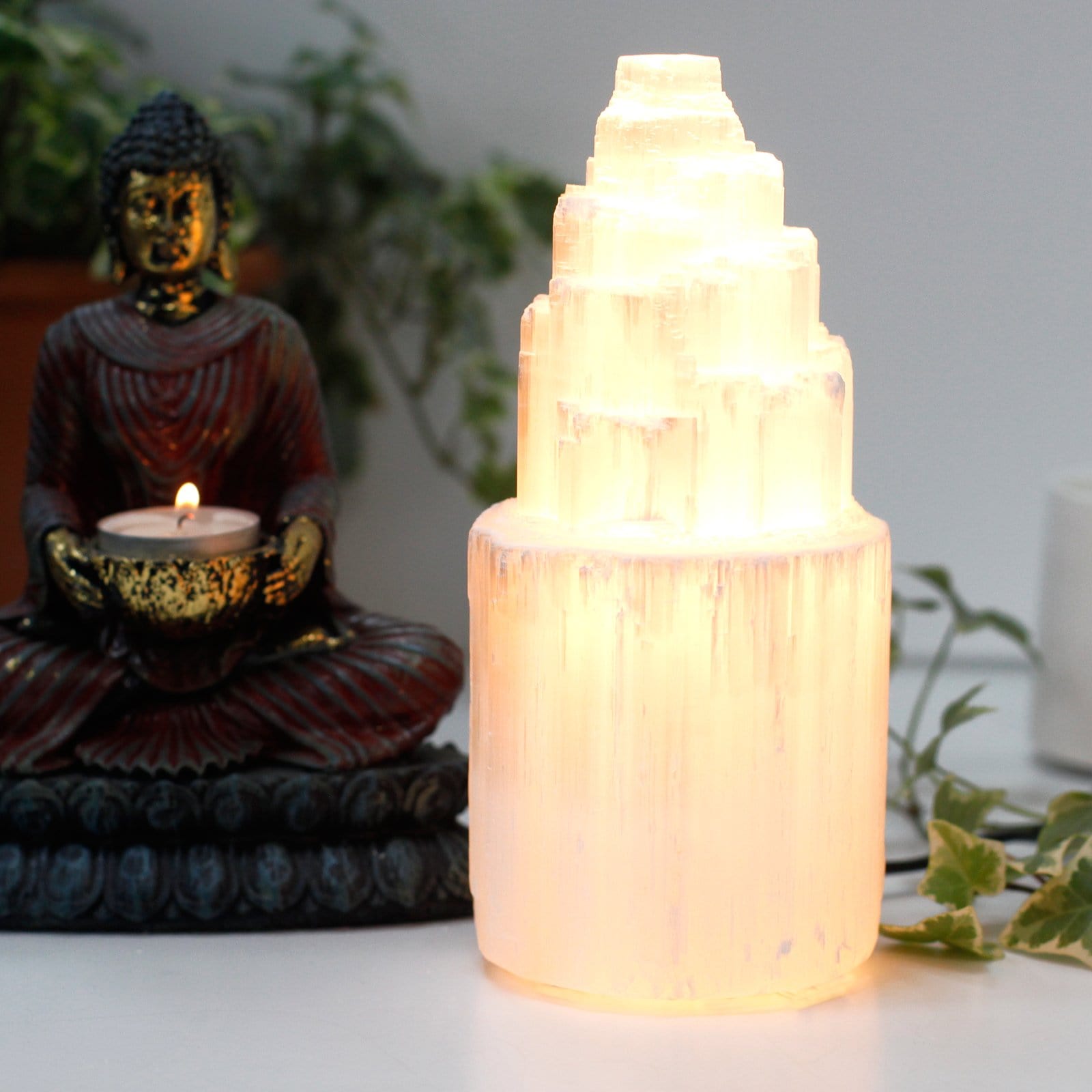 Natural Selenite Tower Lamps - ShopGreenToday