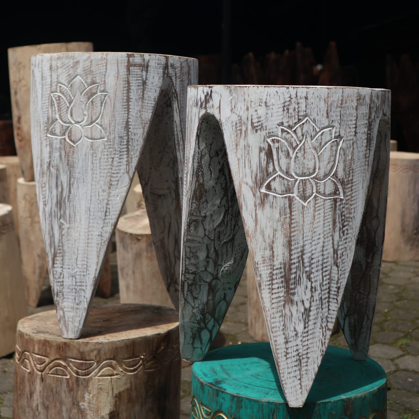 Interlocking Wooden Tribal Tables / Stools - Large