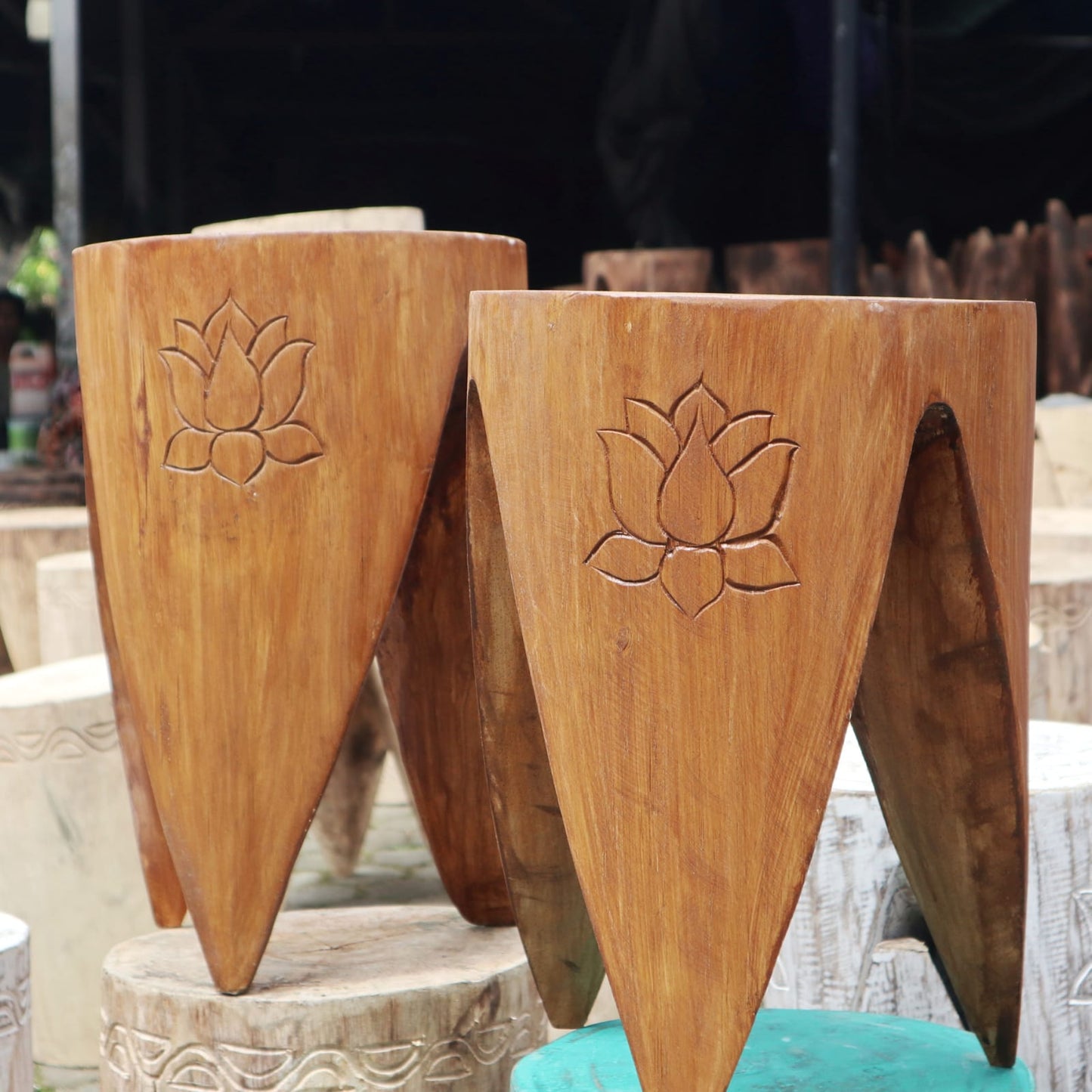 Interlocking Wooden Tribal Tables / Stools - Large