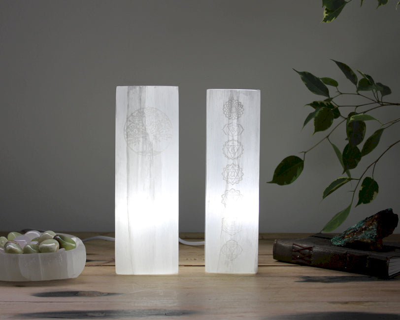 Natural Selenite Block Lamp