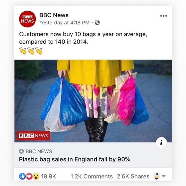 Plastic bag sales in England halved in past year!