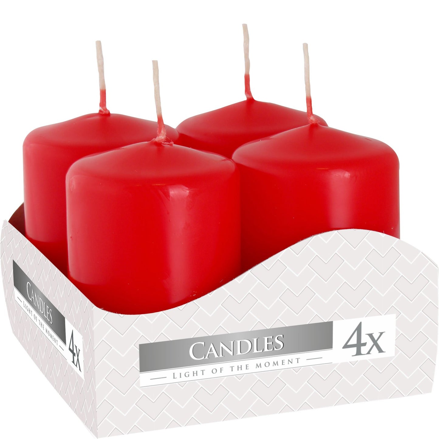 Set of 4 Pillar Candles 40 x 60mm - Ivory or Red - ShopGreenToday