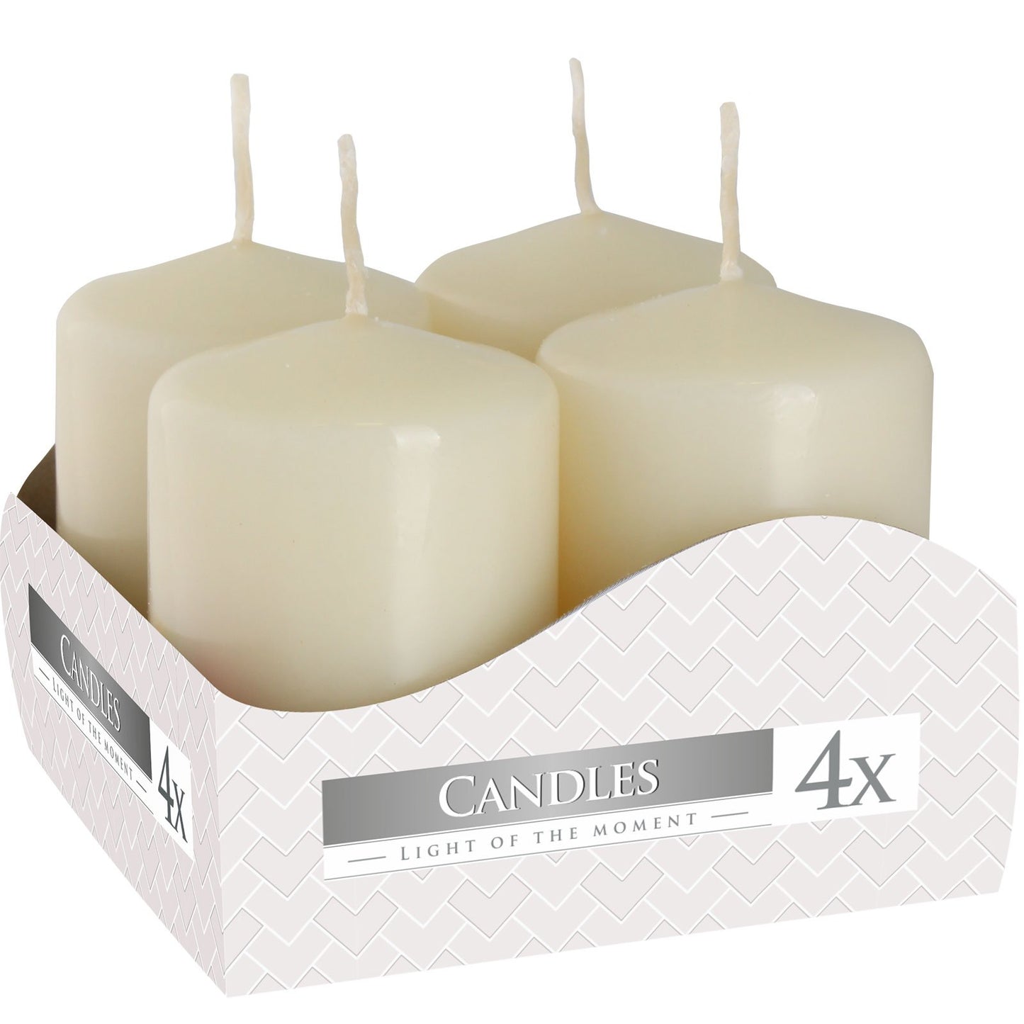 Set of 4 Pillar Candles 40 x 60mm - Ivory or Red - ShopGreenToday