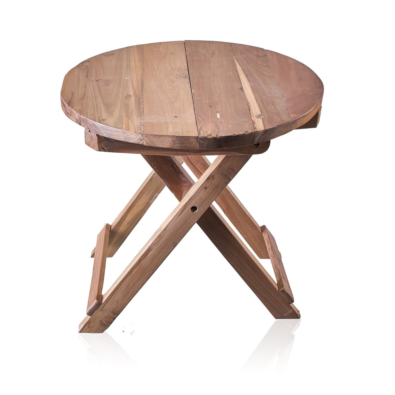 Round Folding Coffee Table - Recycled Teak Wood - ShopGreenToday