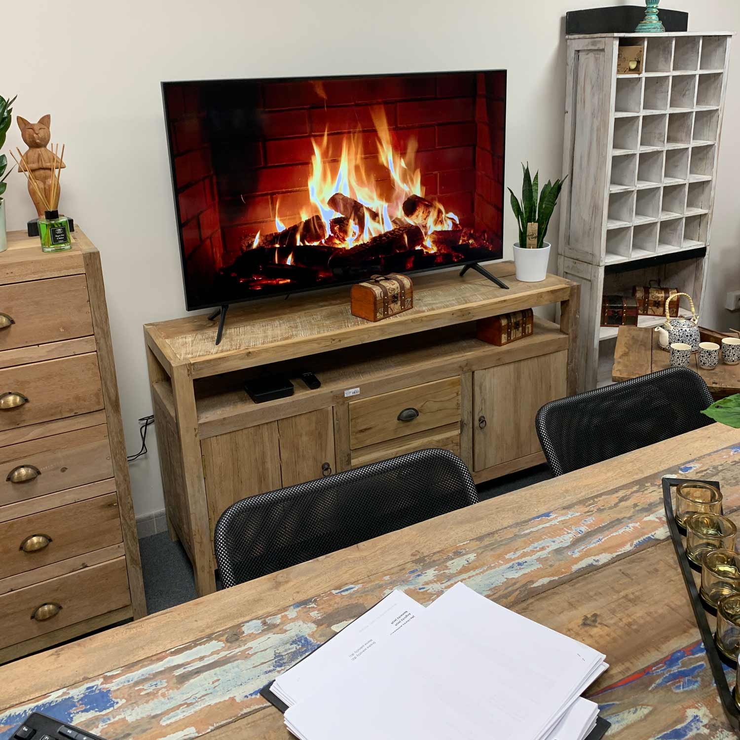 Large TV Stand - Recycled Wood - ShopGreenToday