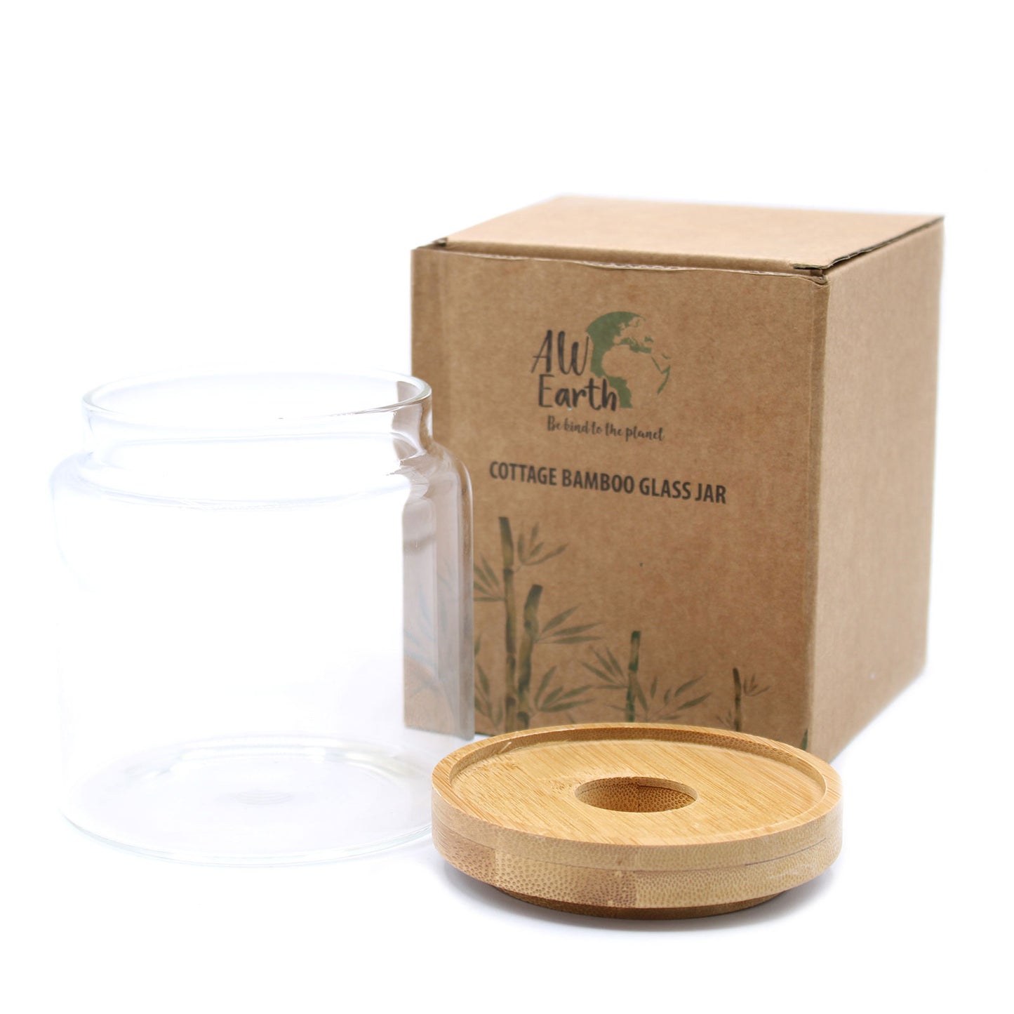 Cottage Bamboo Glass Jar - 10cm - ShopGreenToday
