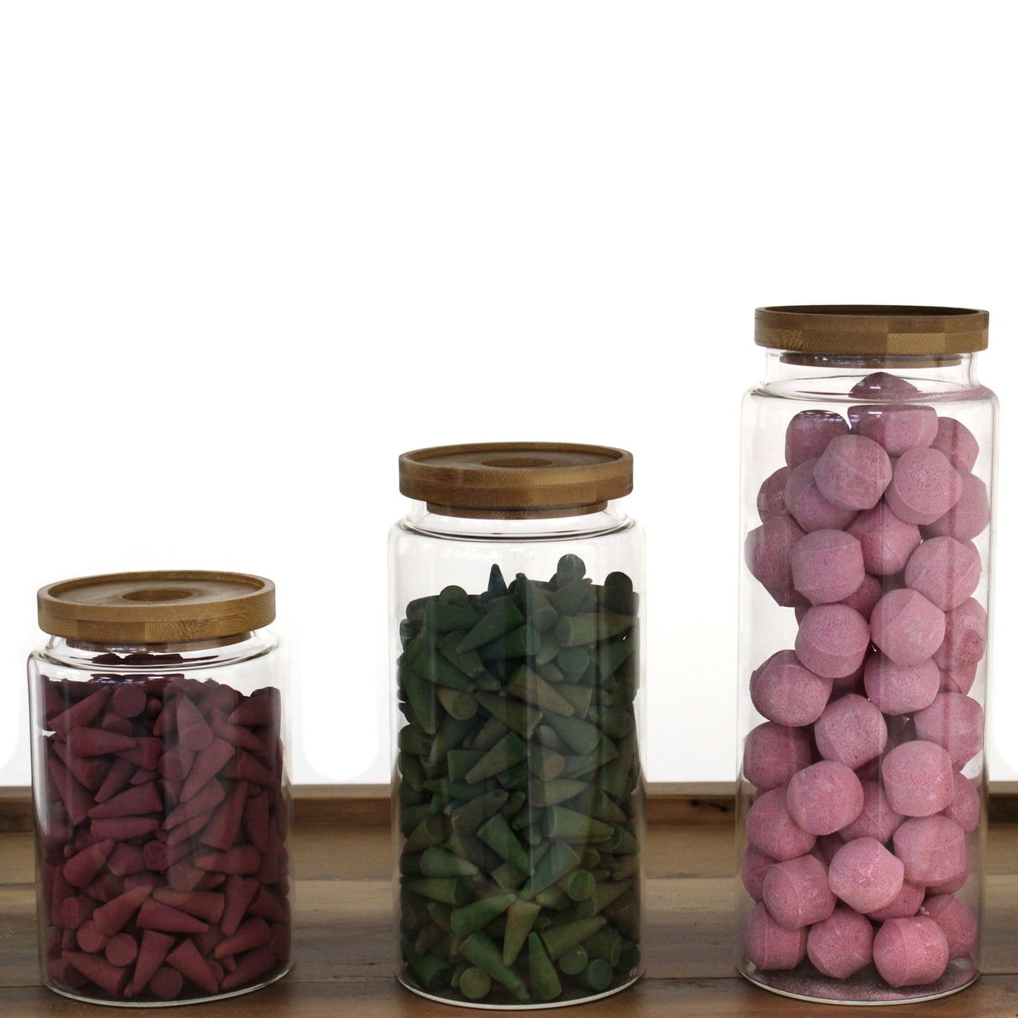 Cottage Bamboo Glass Jars - Various Sizes - ShopGreenToday