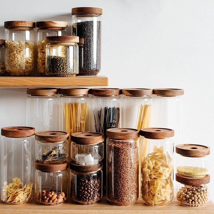 Cottage Bamboo Glass Jars - Various Sizes - ShopGreenToday