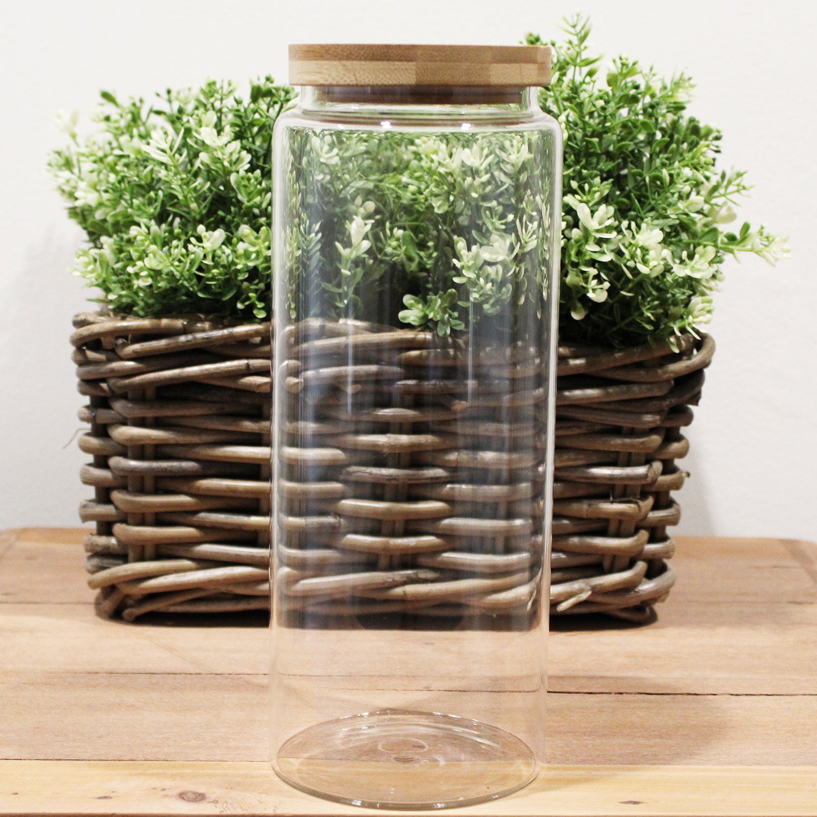 Cottage Bamboo Glass Jar - 25cm - ShopGreenToday