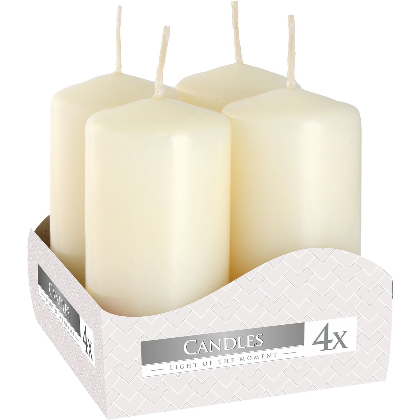 Set of 4 Pillar Candles 40 x 80mm - Ivory or Red - ShopGreenToday