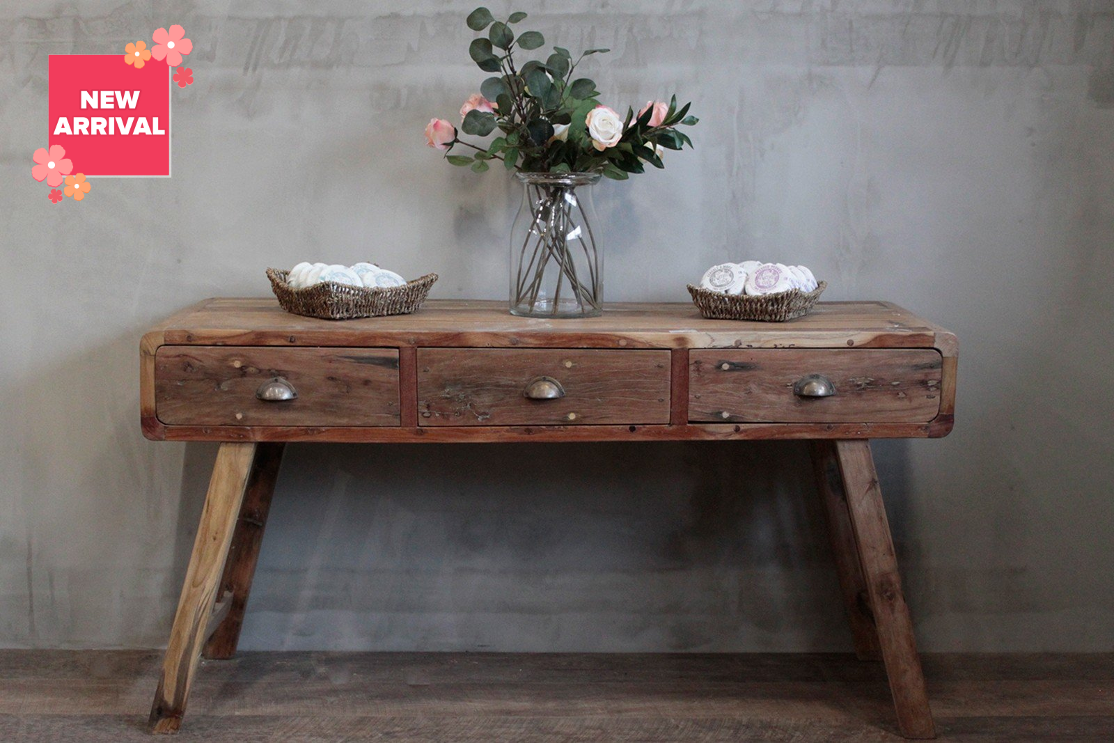 Console Table - Recycled Wood - 150 x 50 x 80cm - ShopGreenToday
