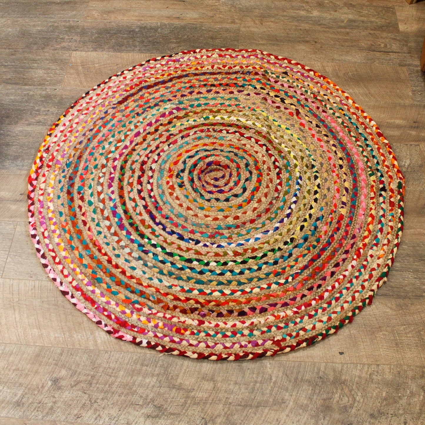 Round Jute and Recycled Cotton Rugs - 120 cm - ShopGreenToday