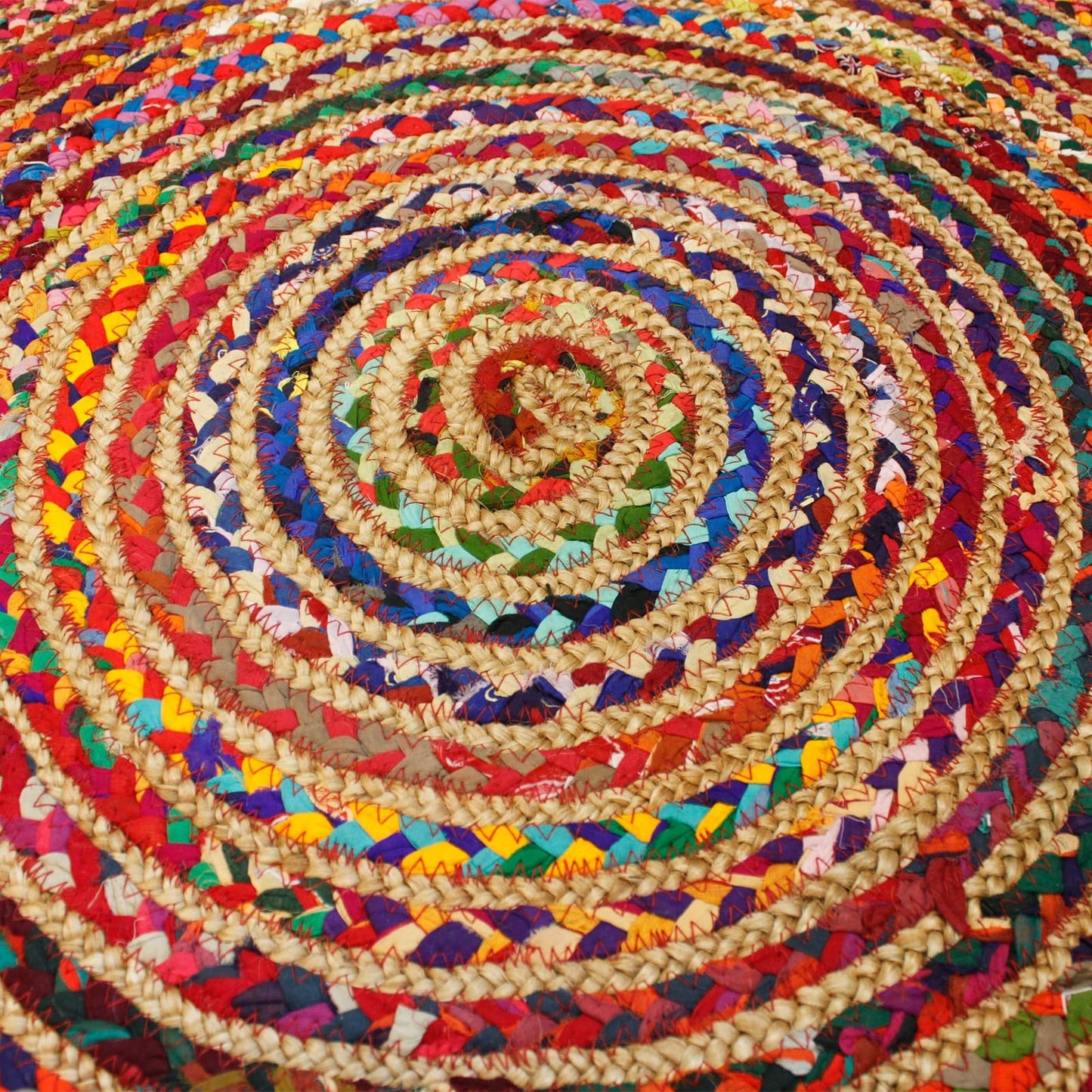 Round Jute and Recycled Cotton Rugs - 120 cm - ShopGreenToday