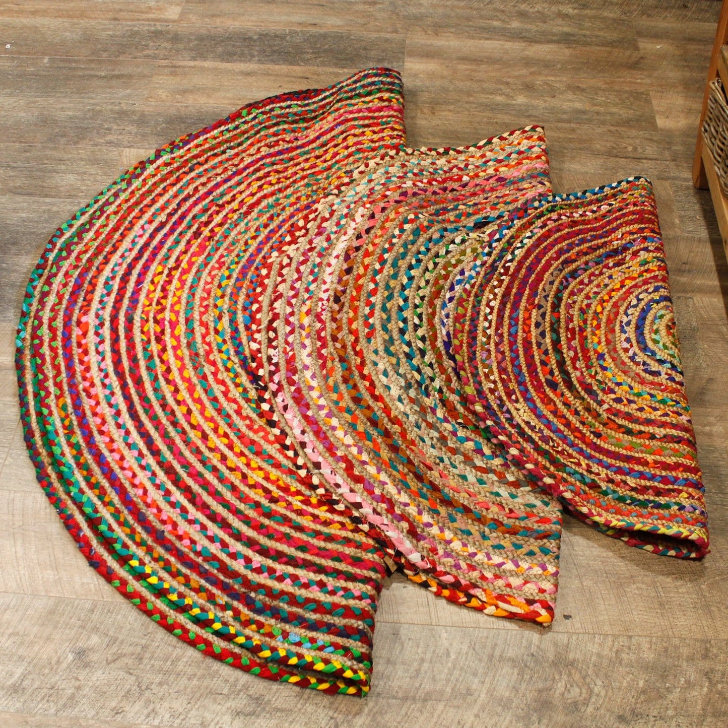 Round Jute and Recycled Cotton Rugs - 120 cm - ShopGreenToday