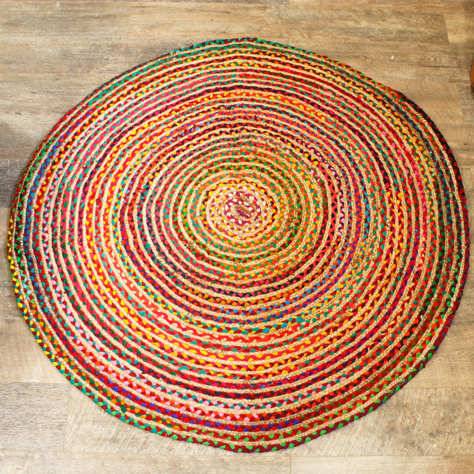 Round Jute and Recycle Denim Rugs - 150 cm - ShopGreenToday